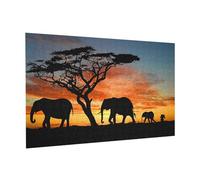 Wooden Jigsaw Puzzle 300-Piece in Box, African Elephant Prints Eco-Friendly Educational Puzzle for Family Fun & Adult Relaxation, 38x26 CM
