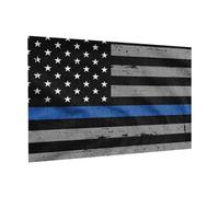 Wooden Jigsaw Puzzle 300-Piece in Box, American Thin Blue Line Flag Prints Eco-Friendly Educational Puzzle for Family Fun & Adult Relaxation, 38x26 CM