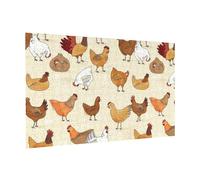 Wooden Jigsaw Puzzle 300-Piece in Box, Chicken Pattern Prints Eco-Friendly Educational Puzzle for Family Fun & Adult Relaxation, 38x26 CM