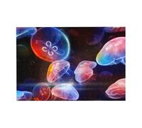 Wooden Jigsaw Puzzle 300-Piece in Box, Colorful Jellyfish Prints Eco-Friendly Educational Puzzle for Family Fun & Adult Relaxation, 38x26 CM