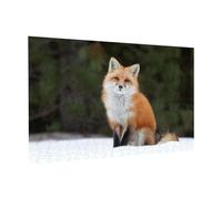 Wooden Jigsaw Puzzle 300-Piece in Box, Funny Fox Prints Eco-Friendly Educational Puzzle for Family Fun & Adult Relaxation, 38x26 CM