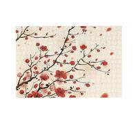 Wooden Jigsaw Puzzle 300-Piece in Box, Japanese Spring Plum Floral Prints Eco-Friendly Educational Puzzle for Family Fun & Adult Relaxation, 38x26 CM