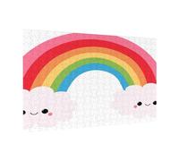 Wooden Jigsaw Puzzle 300-Piece in Box, Small rainbow Prints Eco-Friendly Educational Puzzle for Family Fun & Adult Relaxation, 38x26 CM