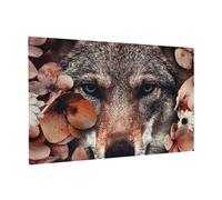 Wooden Jigsaw Puzzle 300-Piece in Box, Wolf and leaves Prints Eco-Friendly Educational Puzzle for Family Fun & Adult Relaxation, 38x26 CM
