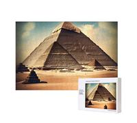 Wooden Jigsaw Puzzle 300 Pieces Exquisite Dreaming of the Pyramids of Khufu Print for Family Leisure and Parent-Child Interaction