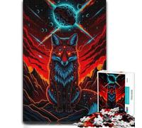 Wooden Jigsaw Puzzle 300 Pieces for Adults, Cosmic Fox in Space Landscape | Visual matching and sorting - a simple way to organise the image on quiet evenings.