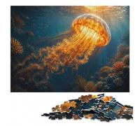 Wooden Jigsaw Puzzle 300 Pieces for Adults, Glowing Jellyfish in Deep Space | Jigsaw Puzzle - visual matching for a more organised build on quiet evenings.