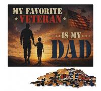 Wooden Jigsaw Puzzle 300 Pieces for Adults, My Favorite Veteran Is My Dad | Festive puzzle present: screen-free home activity at your own pace.