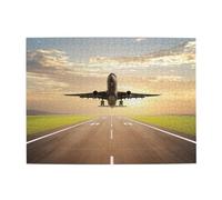 Wooden Jigsaw Puzzle 500-Piece in Box, Airplane Prints Eco-Friendly Educational Puzzle for Family Fun & Adult Relaxation, 52x38 CM