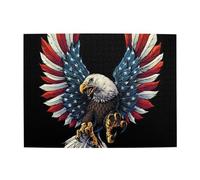 Wooden Jigsaw Puzzle 500-Piece in Box, American Eagle Flag Prints Eco-Friendly Educational Puzzle for Family Fun & Adult Relaxation, 52x38 CM