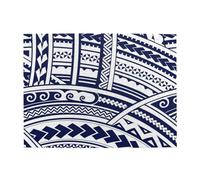 Wooden Jigsaw Puzzle 500-Piece in Box, Blue Polynesian Maori Tribal Pattern Prints Eco-Friendly Educational Puzzle for Family Fun & Adult Relaxation, 52x38 CM