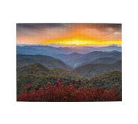 Wooden Jigsaw Puzzle 500-Piece in Box, Blue Ridge Parkway Mountains Prints Eco-Friendly Educational Puzzle for Family Fun & Adult Relaxation, 52x38 CM