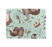 Wooden Jigsaw Puzzle 500-Piece in Box, Cartoon Cute Otter Prints Eco-Friendly Educational Puzzle for Family Fun & Adult Relaxation, 52x38 CM