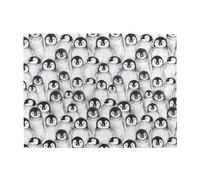 Wooden Jigsaw Puzzle 500-Piece in Box, Cute Baby Penguins Sketch Prints Eco-Friendly Educational Puzzle for Family Fun & Adult Relaxation, 52x38 CM