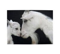 Wooden Jigsaw Puzzle 500-Piece in Box, cute goat mother Prints Eco-Friendly Educational Puzzle for Family Fun & Adult Relaxation, 52x38 CM