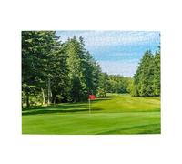 Wooden Jigsaw Puzzle 500-Piece in Box, Golf Course Lawn Prints Eco-Friendly Educational Puzzle for Family Fun & Adult Relaxation, 52x38 CM