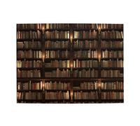 Wooden Jigsaw Puzzle 500-Piece in Box, Library Bookshelf Book Prints Eco-Friendly Educational Puzzle for Family Fun & Adult Relaxation, 52x38 CM