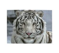 Wooden Jigsaw Puzzle 500-Piece in Box, White Tiger Prints Eco-Friendly Educational Puzzle for Family Fun & Adult Relaxation, 52x38 CM