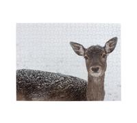 Wooden Jigsaw Puzzle 500-Piece in Box, Wild Animals Deer Prints Eco-Friendly Educational Puzzle for Family Fun & Adult Relaxation, 52x38 CM