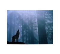 Wooden Jigsaw Puzzle 500-Piece in Box, Wolf Wild Landscape Prints Eco-Friendly Educational Puzzle for Family Fun & Adult Relaxation, 52x38 CM