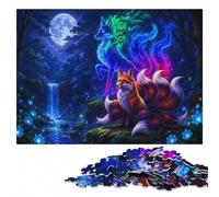 Wooden Jigsaw Puzzle 500 Pieces for Adults, Fox Spirits in A Floral Glade | A screen-free tabletop activity - steady puzzle progress on weekends.