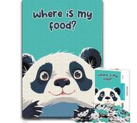Wooden Jigsaw Puzzle 500 Pieces for Adults, Panda Asks︰ Where Is My Food？ | Border-first building - focused tabletop leisure on weekends.