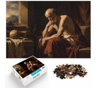 Wooden Jigsaw Puzzle 500 Pieces for Adults, Saint Jerome Skull Books | For home use: Adult Puzzle - structured assembly from border to image details at home.