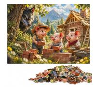 Wooden Jigsaw Puzzle, Adults, Three Little Pigs Brick House, 1000 Pieces | Puzzle for Adults - visual matching for a more organised build in spare time.