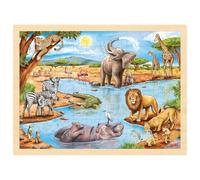 Goki Puzzle - African Savannah 57347 - 96 Wooden Pieces, Multicolor