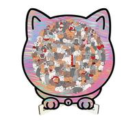 Wooden Jigsaw Puzzle - Cat Shaped Cute Home Decoration | Wooden Animal Jigsaw Puzzles | for Women Men Children Son Daughter Teens