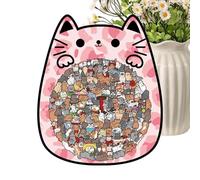 Wooden Jigsaw Puzzle - Cat-Shaped Wooden Animal Puzzle, Cute Early Education Toy | Premium Lasser-Cut Cats Puzzles | Animals Jigsaw Feline Game Gifting For Kids Children Teens Women Christmas