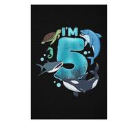 Wooden Jigsaw Puzzle Featuring 5th Birthday Sea Animals, 1000 PCS