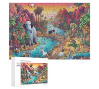 Wooden Jigsaw Puzzle Featuring African Safari Paradise, 300 PCS