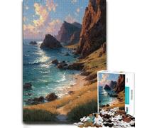 Wooden Jigsaw Puzzle Featuring Coastal Cliffs And Ocean Sunset, 300 PCS