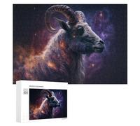 Wooden Jigsaw Puzzle Featuring Galactic Ram Cosmic Majesty Unleashed -1, 300 PCS