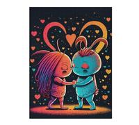 Wooden Jigsaw Puzzle Featuring Love in Space Cosmic Kiss, 500 PCS