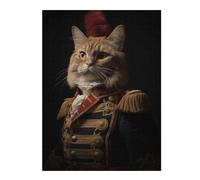 Wooden Jigsaw Puzzle Featuring Napoleon Orange Tabby Cat, 500 PCS