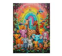 Wooden Jigsaw Puzzle Featuring Rainbow Jungle Parade, 500 PCS