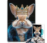 Wooden Jigsaw Puzzle Featuring Regal Rabbit Wearing A Crown, 1000 PCS