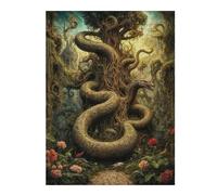Wooden Jigsaw Puzzle Featuring Serpent Tree Guardian in Eden Garden, 500 PCS