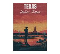 Wooden Jigsaw Puzzle Featuring Texas Sunset Landscape, 300 PCS