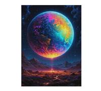 Wooden Jigsaw Puzzle Featuring The Rainbow Planet Earth, 500 PCS | Adult Jigsaw Puzzle - structured assembly from border to image details over several sessions.