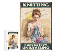 Wooden Jigsaw Puzzle for Adults - 1000 pcs Puzzle Featuring Knitting Because Murder Is Wrong - Great Decor for Craft Room or Yarn Lovers