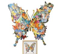 Wooden Jigsaw Puzzle for Adults | 162 or 118 Pieces Butterfly Puzzle Family Game for Party Meeting Preschool Learning Home Family Brain Training Hobby Stress Relief