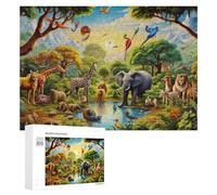 Wooden Jigsaw Puzzle for Adults, African Safari Paradise -1, 300 PCS