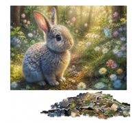 Wooden Jigsaw Puzzle for Adults, Bunny at The Forest, 500 Pieces | Visual matching and sorting - an activity that can be paused and resumed on quiet evenings.