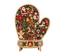 Wooden Jigsaw Puzzle For Adults, Christmas Wooden Puzzle With Stand | Christmas Stocking Holiday Decor, 7.87 Inch Festive Tabletop Decor, Holiday Craft Jigsaw Puzzle Gift For Family