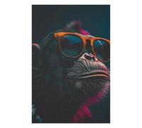 Wooden Jigsaw Puzzle for Adults, Cool Monkey And Sunglasses, 1000 PCS