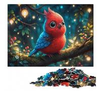 Wooden Jigsaw Puzzle for Adults, Cute Red Bird with Big Eyes, 500 Pieces | Holiday gift for puzzle fans with quiet evening activity alone or together.