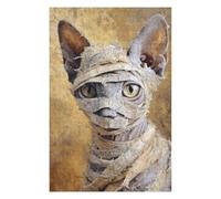 Wooden Jigsaw Puzzle for Adults, Egyptian Mummy Cat Statue, 1000 PCS